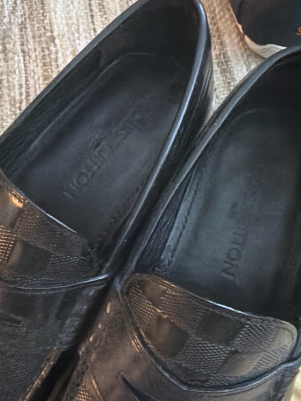 Louis Vuitton Black Men's Penny Loafers with Checkered Pattern - Picture 3 of 3